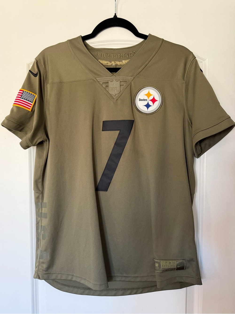 NFL Olive Green Steelers #7  Salute to Service Jersey